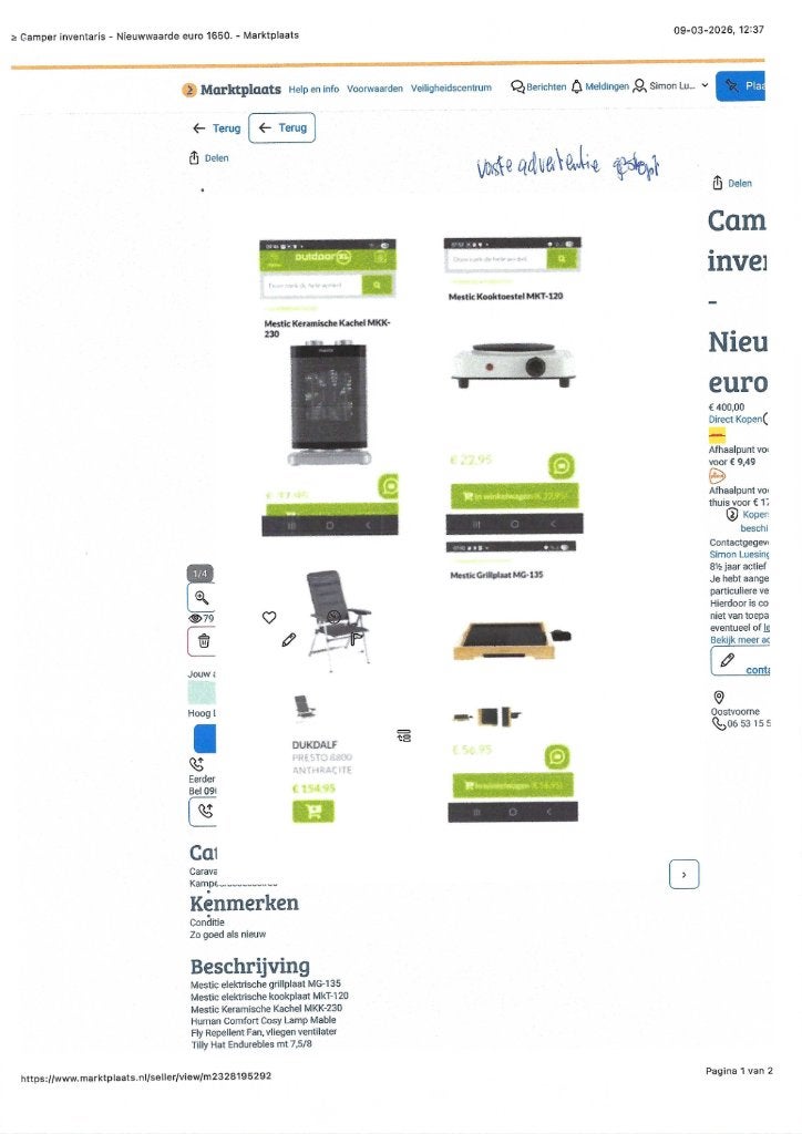 CAMPER - INVENTARIS, Caravans en Kamperen, Particulier