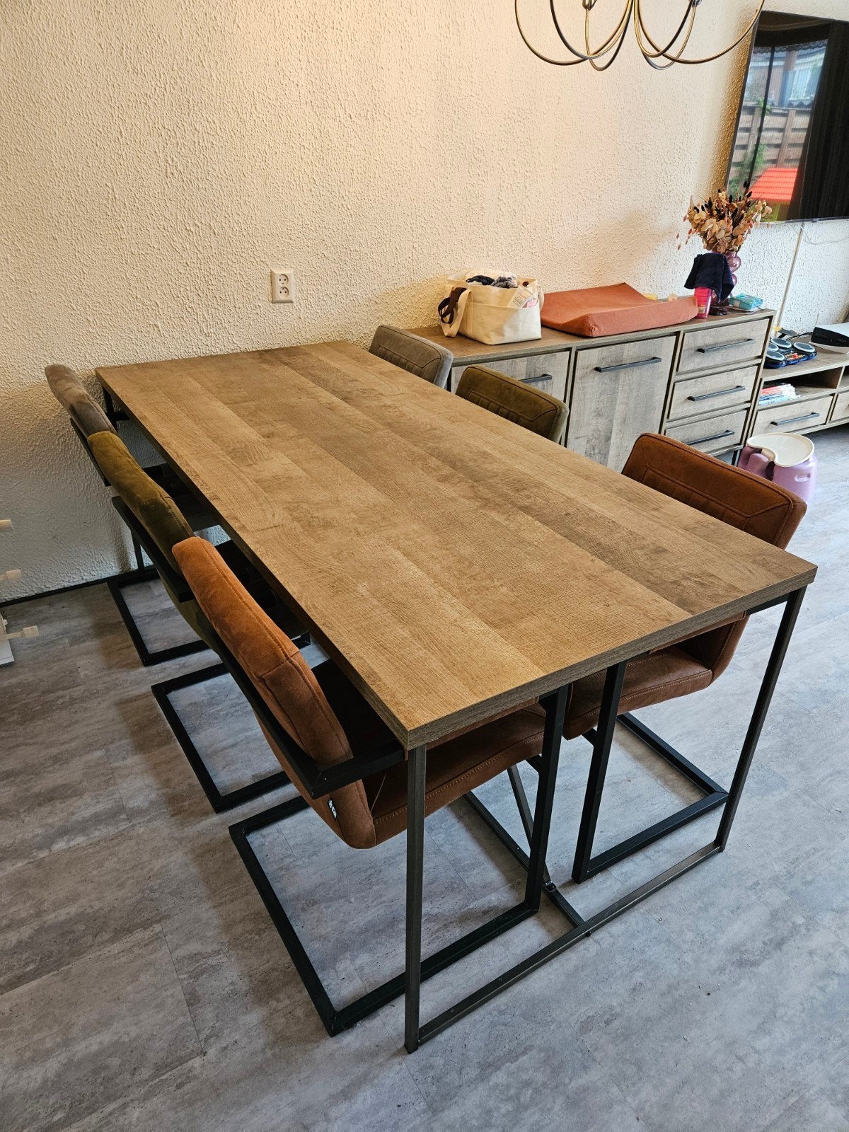 Woonkamerset Belize, Industrieel, Modern, 50 tot 100 cm, Zo goed als nieuw, Vijf personen of meer