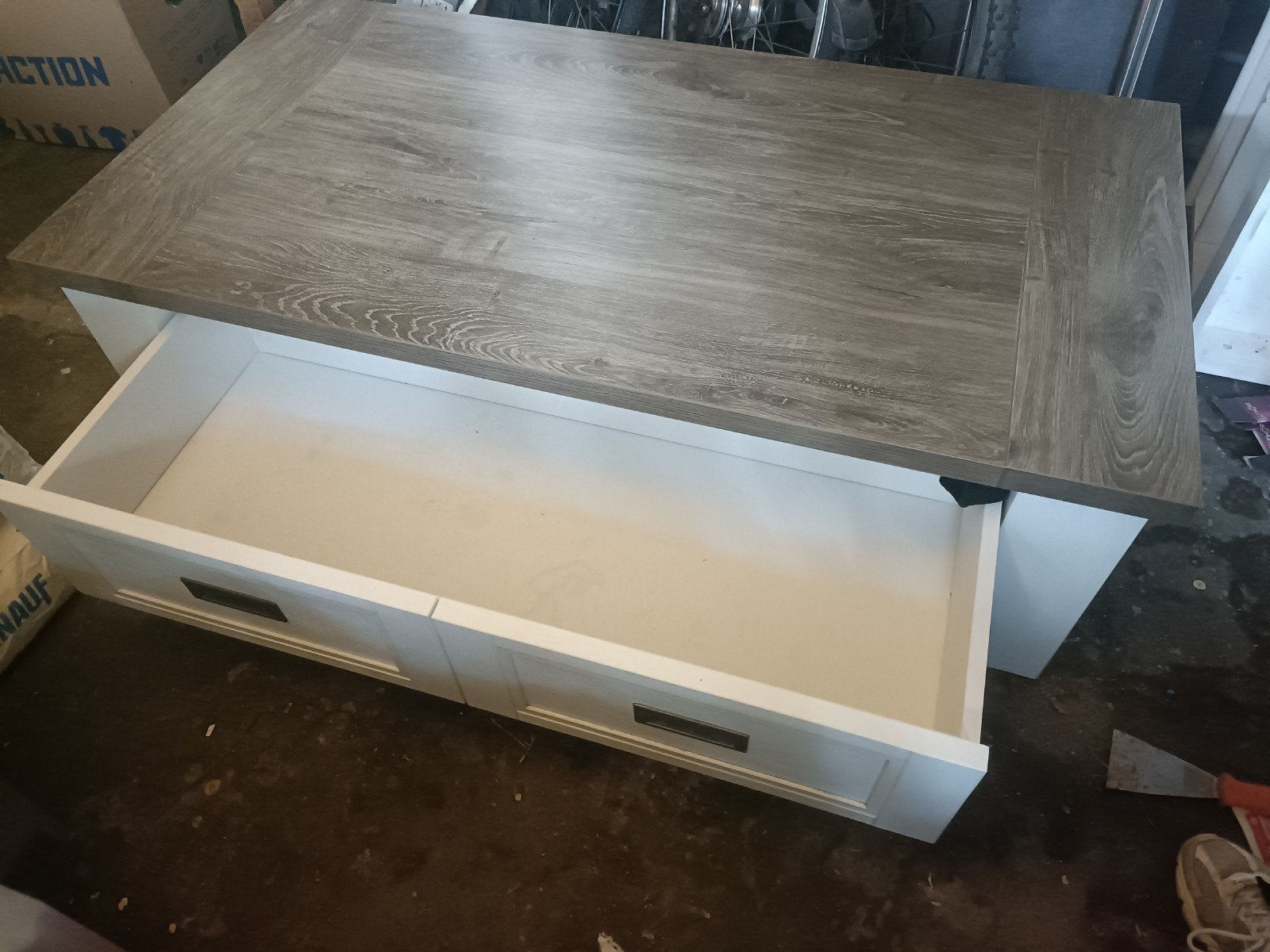 Robuuste eetkamerset: salontafel, tv-meubel en salontafel, Ophalen, Gebruikt, 150 tot 200 cm, 150 tot 200 cm