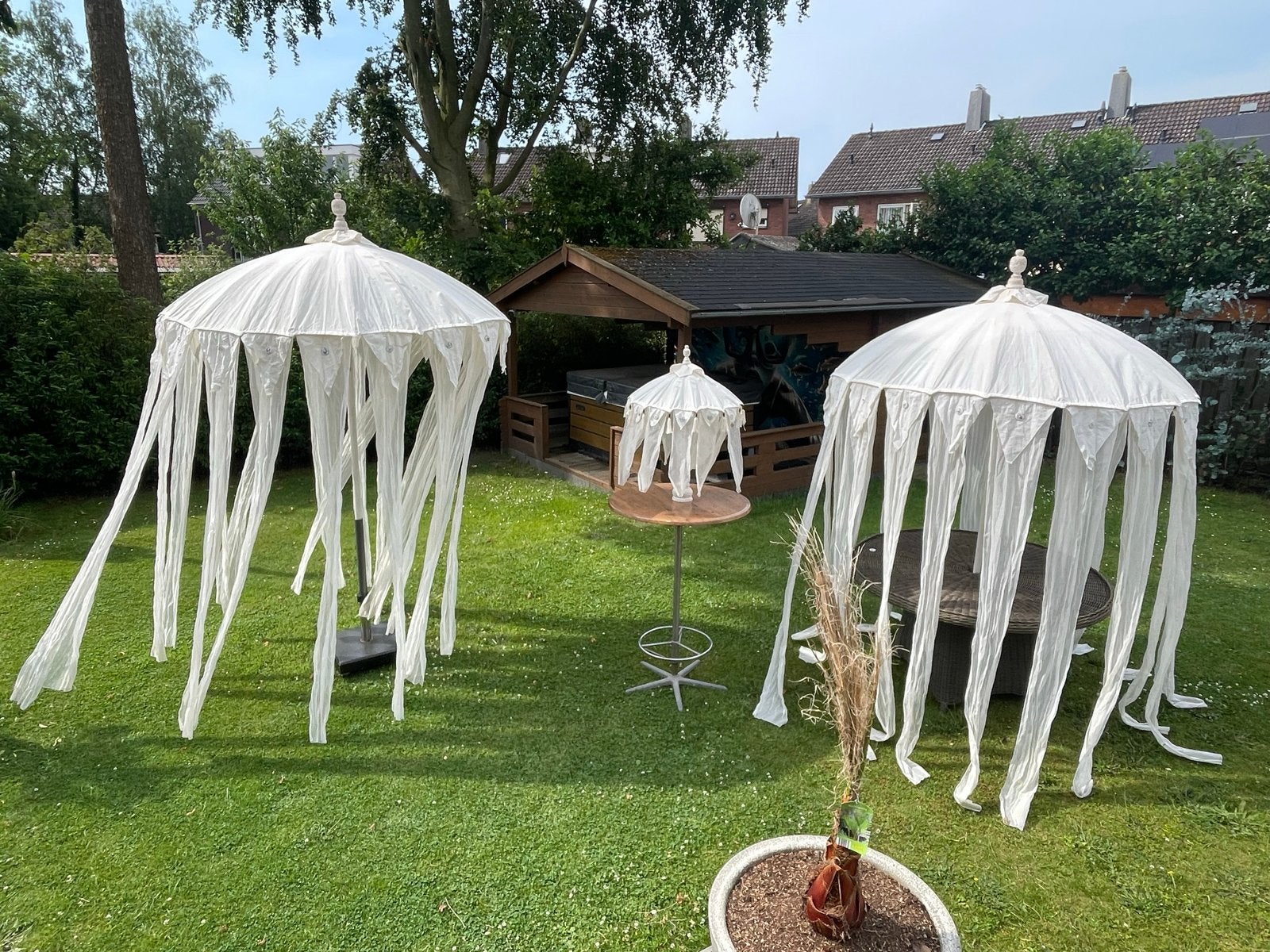 Set van 3 decoratieve parasols, Tuin en Terras, Parasols, Ophalen, Gebruikt, 1 tot 2 meter, Overige typen
