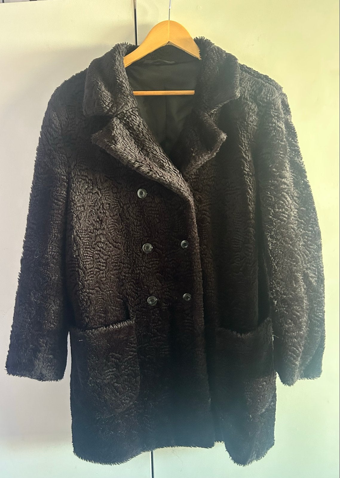 Zwarte teddy jas met knopen maat XL, Ophalen of Verzenden, Gedragen, Maat 56/58 (XL), Zwart