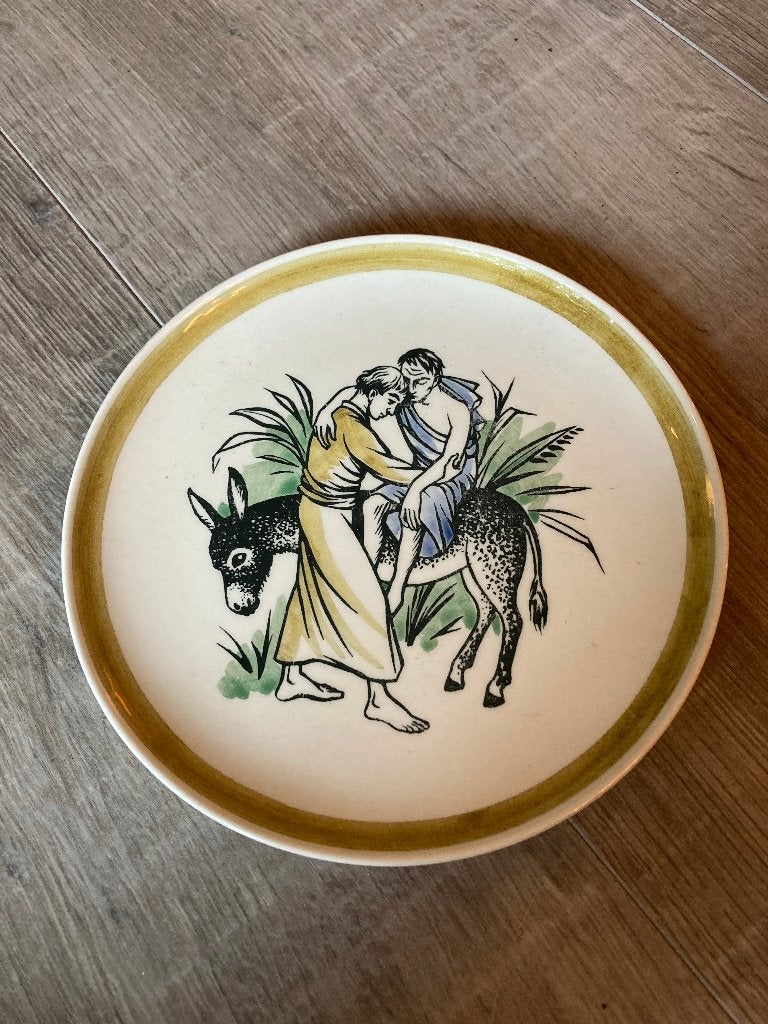 Goedewaagen Gouda wandbord De Barmhartige Samaritaan bordje, Ophalen of Verzenden