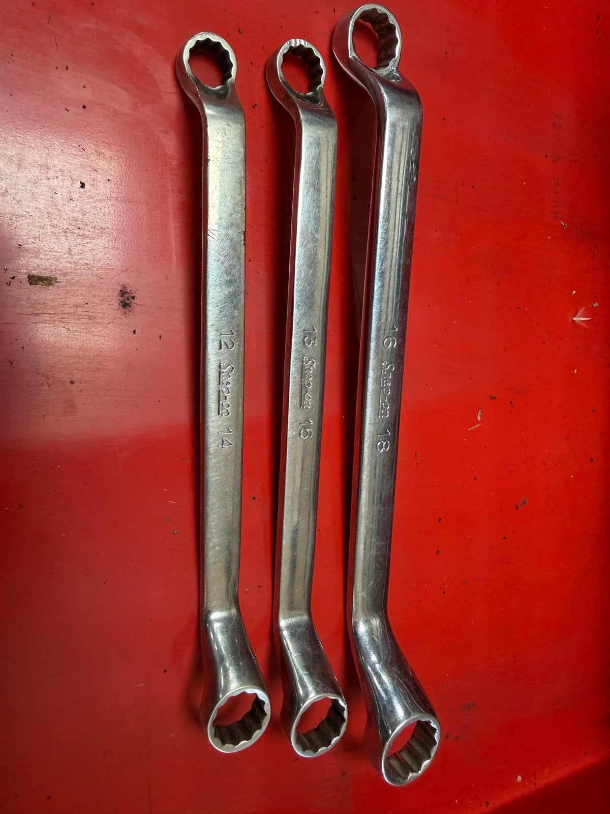 Snap-on ringsteeksleutels (12-18 mm), Ophalen of Verzenden, Gebruikt, Sleutel/ratel, Overige merken