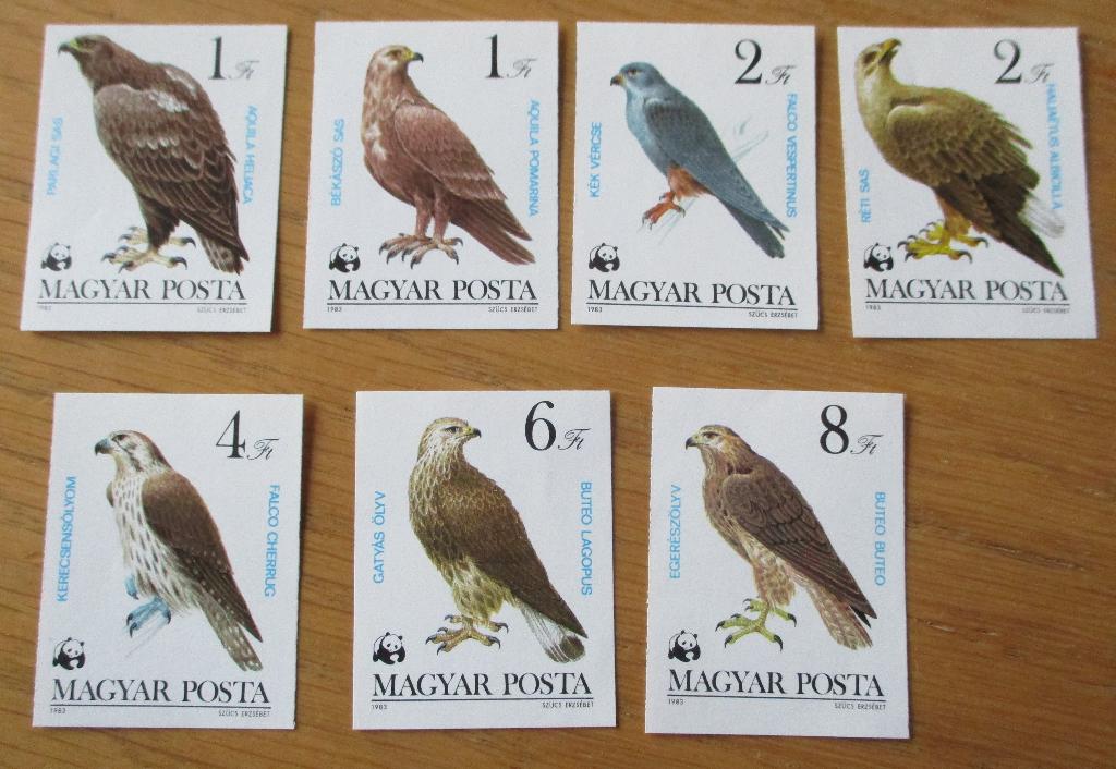 Hongarije, WWF, ongetande serie Roofvogels, 1983, Postzegels en Munten, Verzenden, Postfris, Dier of Natuur