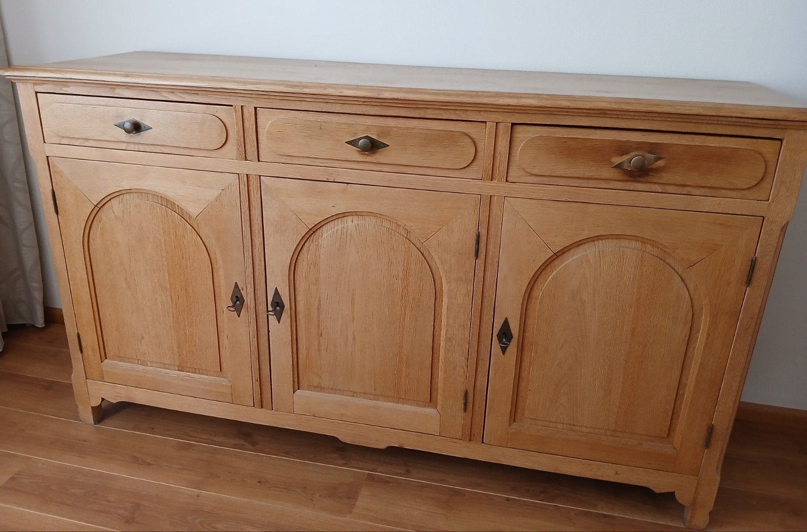 Licht houten -eiken- dressoir- Ideale opknapper!, Ophalen, 50 tot 75 cm, 150 tot 200 cm