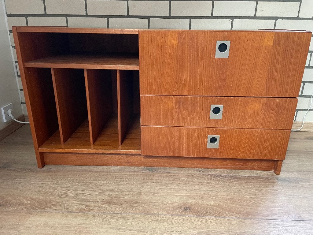 Kastje voor grammofoonplaten, Ophalen, Gebruikt, 100 tot 150 cm, Met lade(s)
