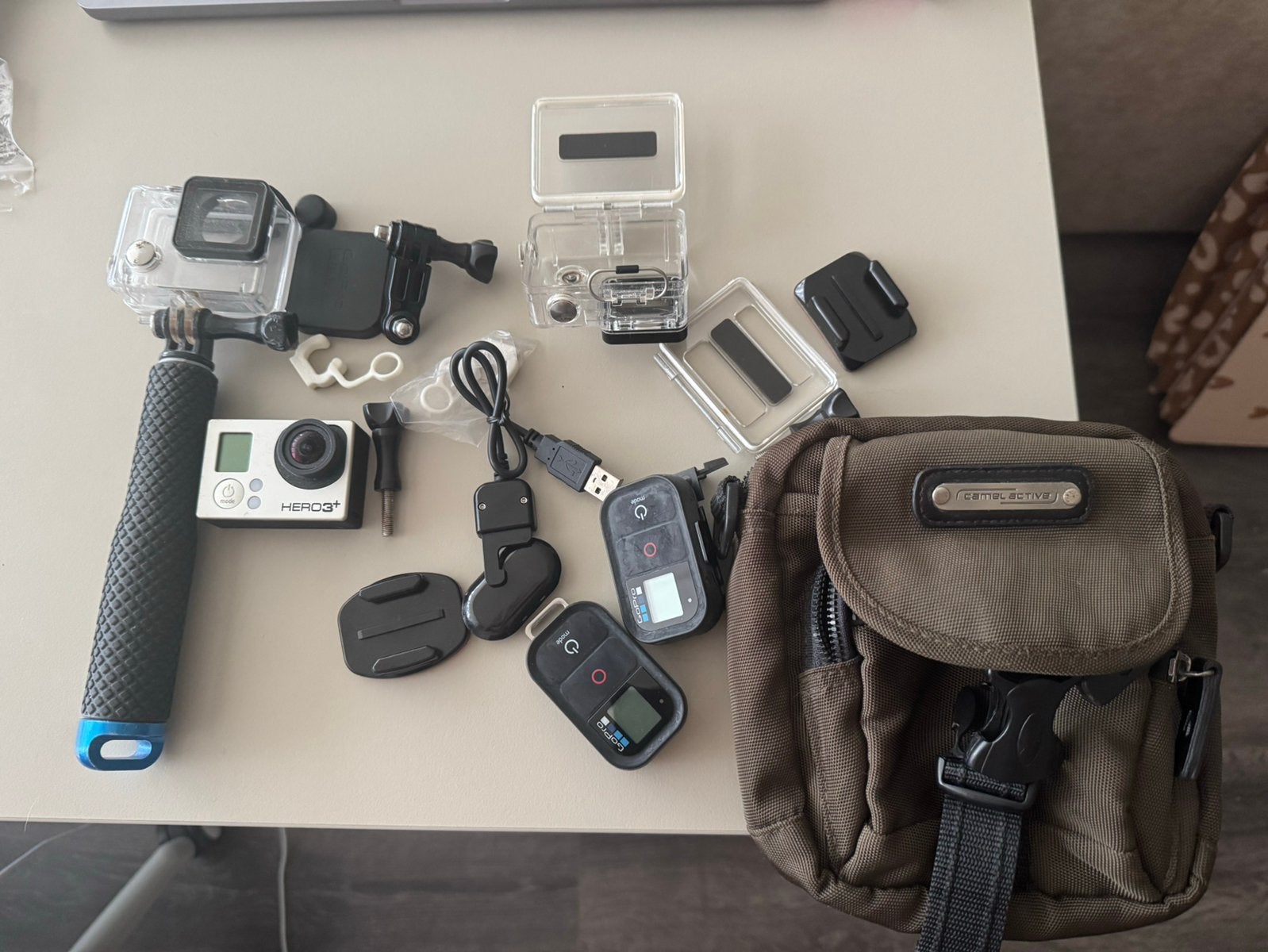 GoPro Hero 3+, 2x WiFi Remote, floating grip, housings & tas, Ophalen, Gebruikt, GoPro