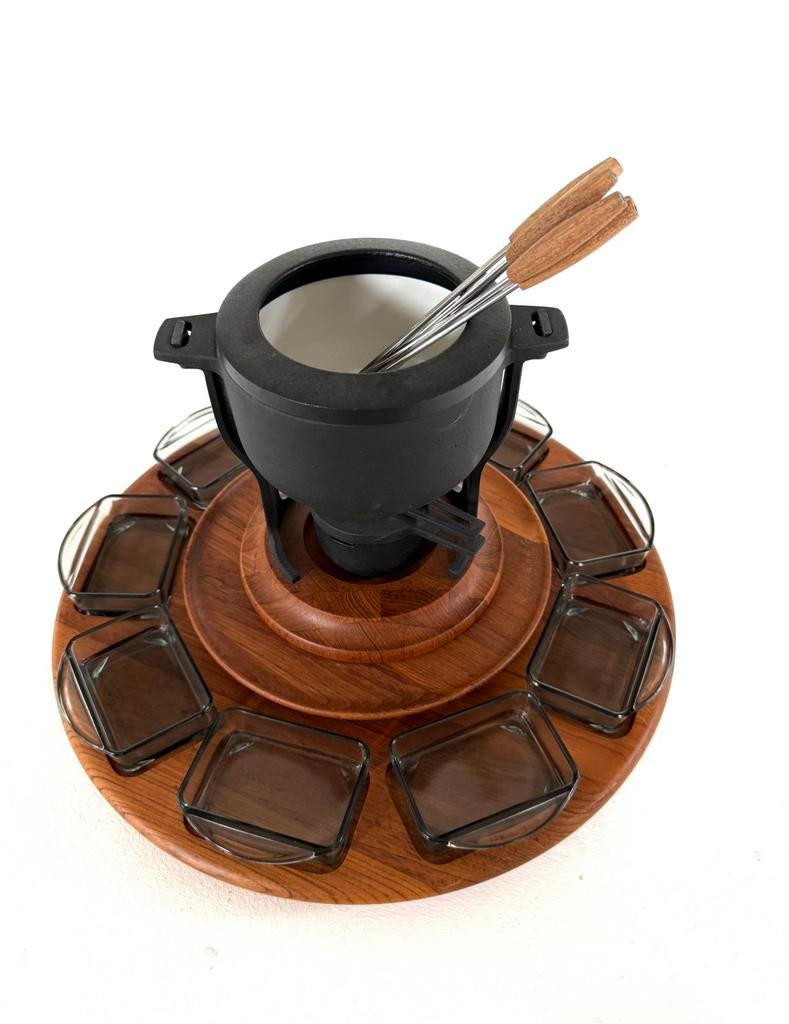 Vintage fondueset carrousel, Digsmed Denemarken ‘70, Ophalen of Verzenden, Zo goed als nieuw, Brander, Fondueset