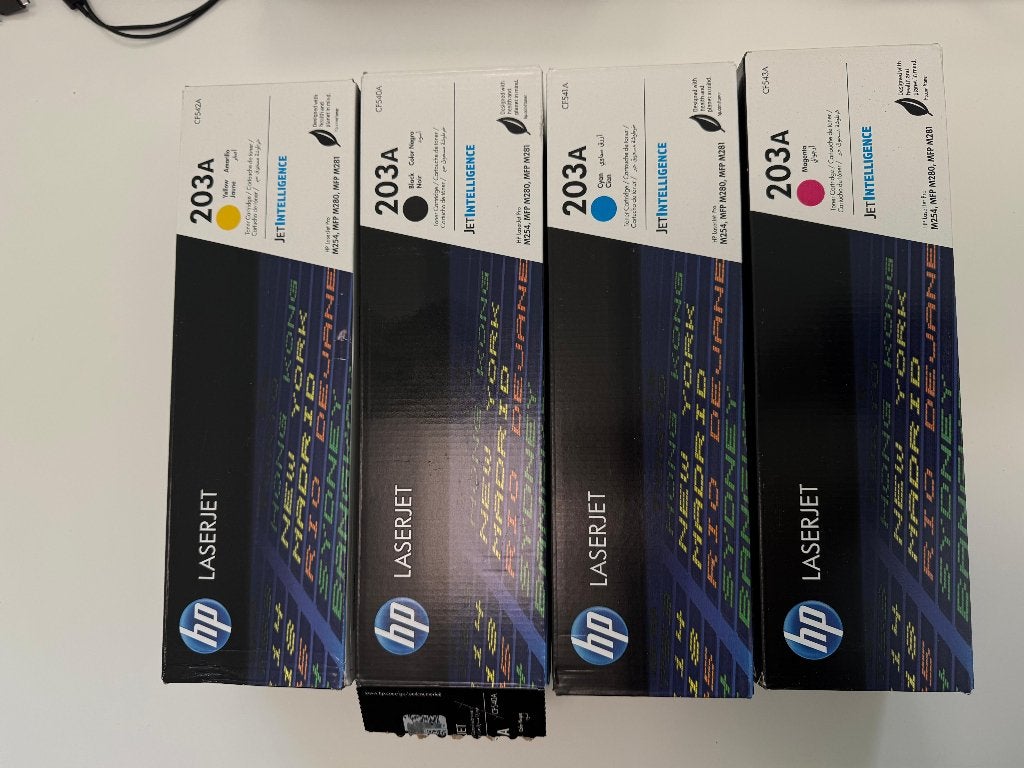 4 originele HP 203A toners, Computers en Software, Ophalen, Zo goed als nieuw, Toner, HP