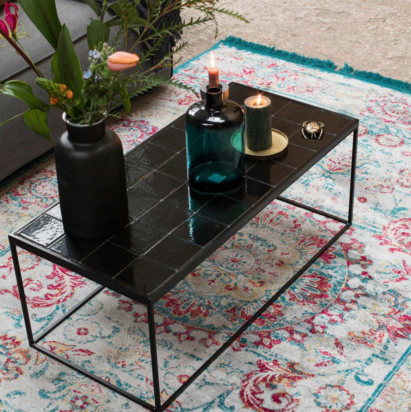 Salontafel zuiver zwart keramiek, Ophalen, Overige materialen, Minder dan 50 cm, Gebruikt