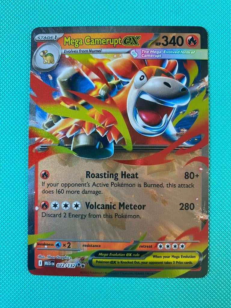 Mega Camerupt EX 022/132 MEG, Ophalen of Verzenden, Nieuw, Losse kaart, Foil