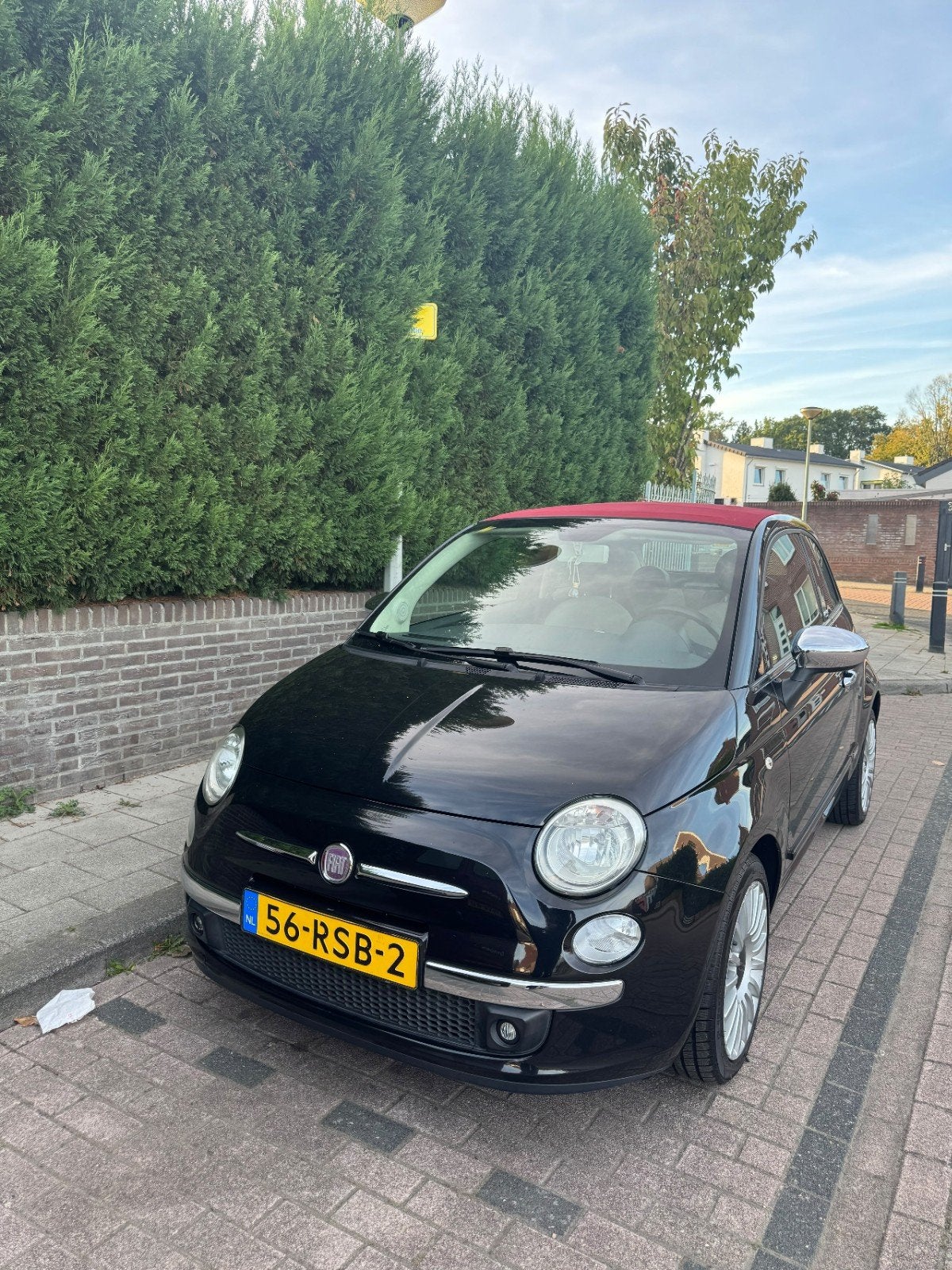 Fiat 500c 0.9 Twinair 2011 Zwart Cabrio AIRCO, Auto's, 31 €/maand, Leder en Stof, Zwart, Origineel Nederlands