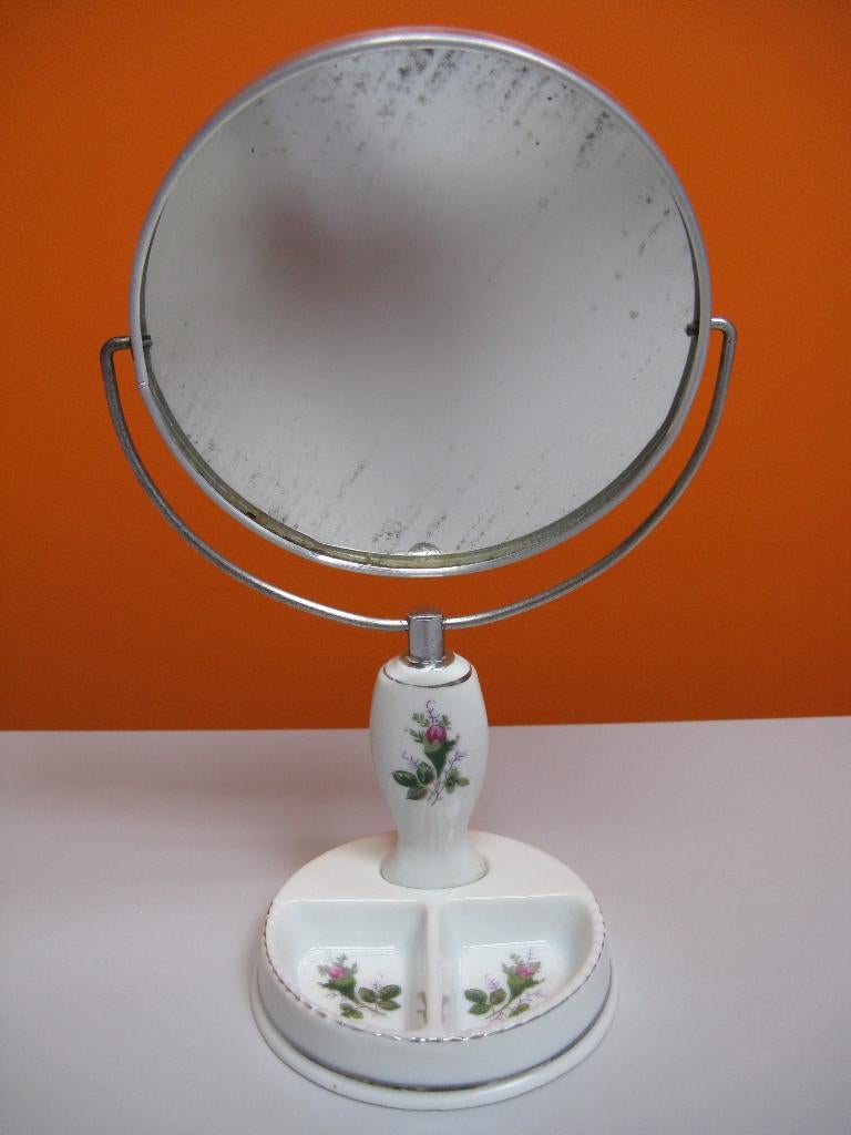 porseleinen make-up spiegel van Elina Fantane 60s, Ophalen of Verzenden, Gebruikt