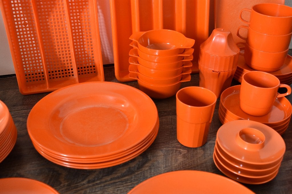 Mepal vintage retro oranje buiten servies 70 - 80', Ophalen, Gebruikt