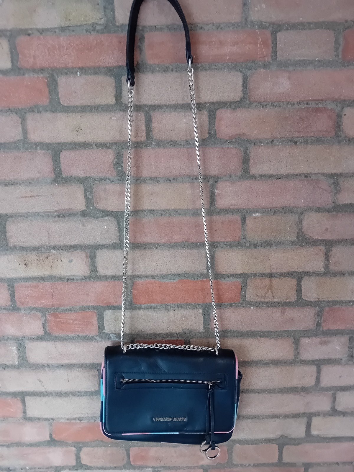 Versace Jeans Dames Schoudertas - Zwart met Kleuraccenten, Ophalen of Verzenden, Gebruikt, Zwart, Overige merken