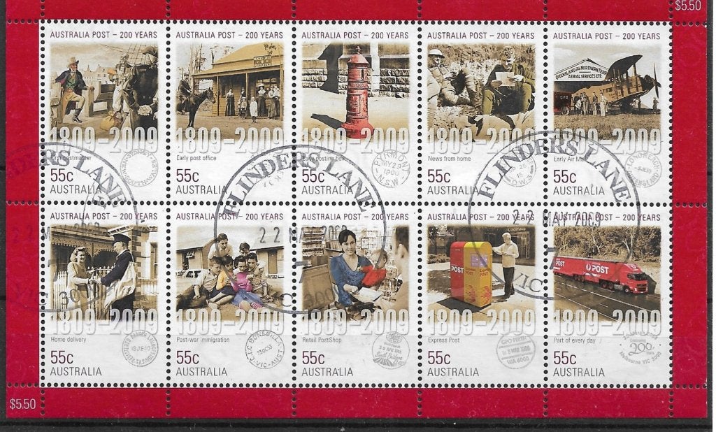AUSTRALIE. Mi. 3168-3177.  200 jaar Post., Postzegels en Munten, Ophalen of Verzenden, Gestempeld