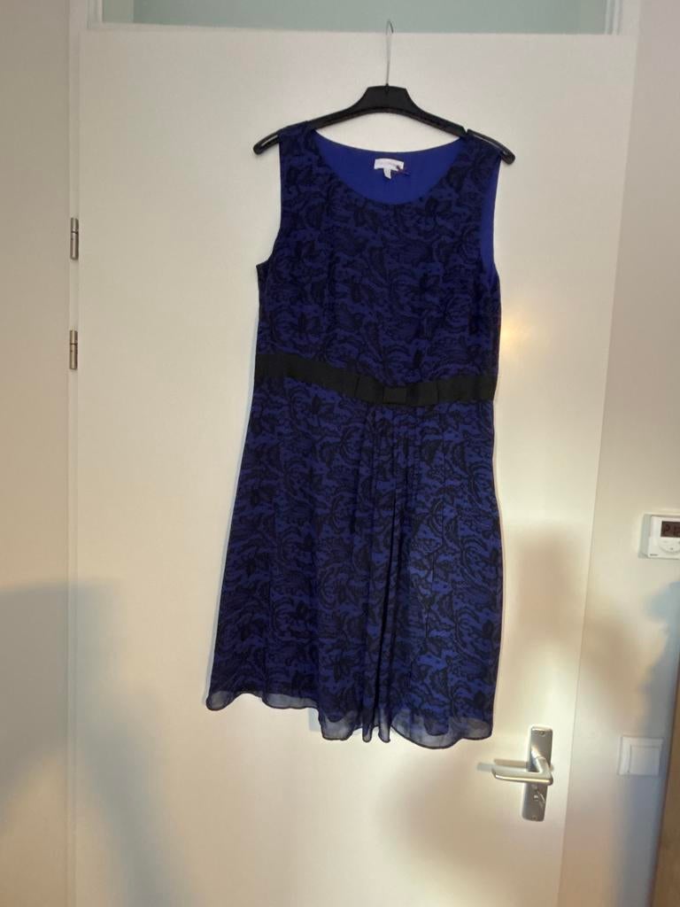 Damesjurk Charles Vögele Maat 44 Blauw met Zwart Patroon, Kleding | Dames, Blauw, Maat 42/44 (L), Ophalen of Verzenden, Zo goed als nieuw