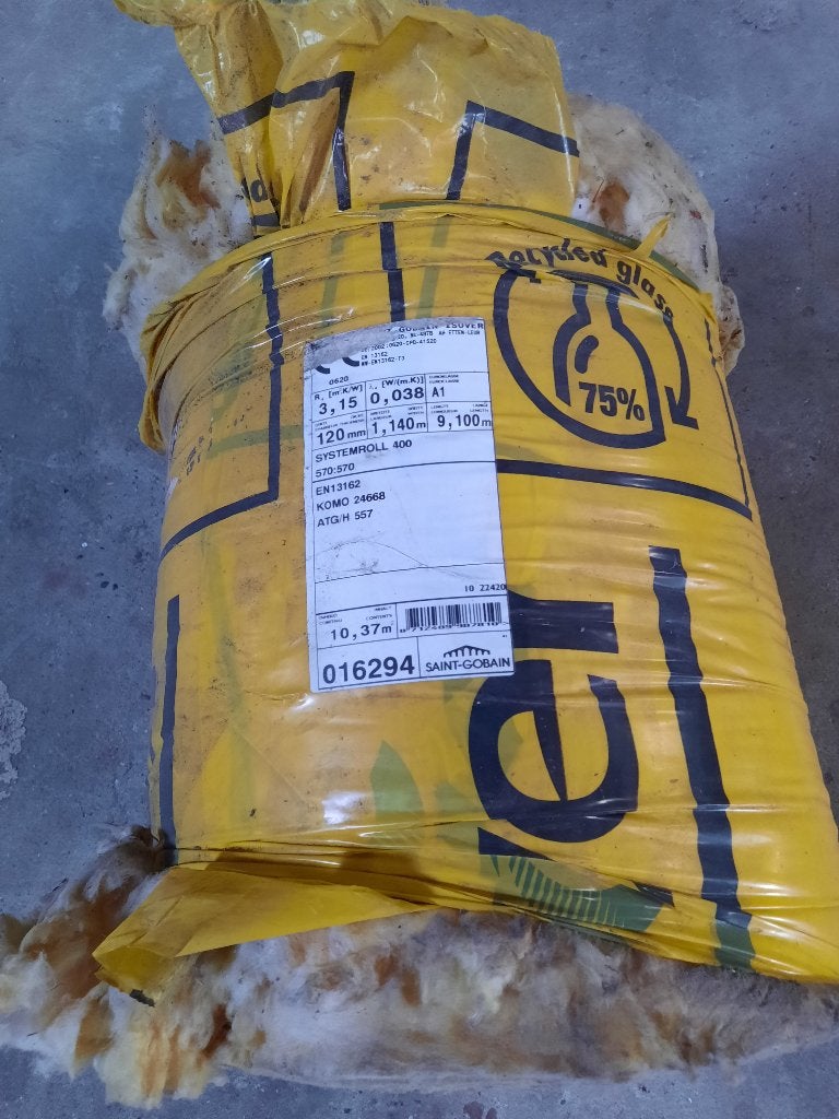 Rol glaswol 120mm dik 57cm breed, 12 cm of meer, Nieuw, Minder dan 5 m², Glaswol