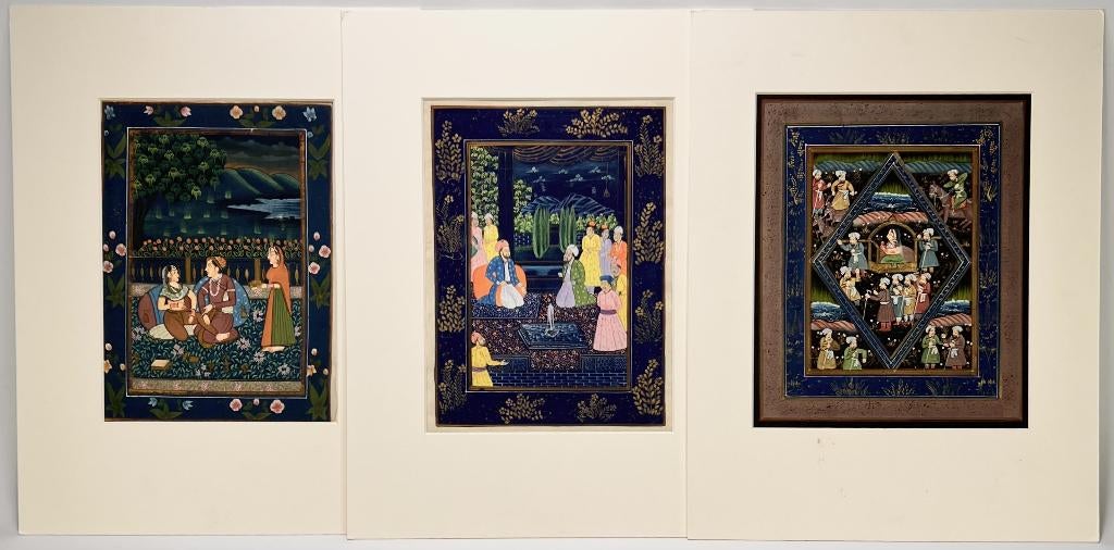 641. Schilderingen op zijde - Mughal-stijl, India, Antiek en Kunst, Kunst | Niet-Westerse kunst, Ophalen of Verzenden