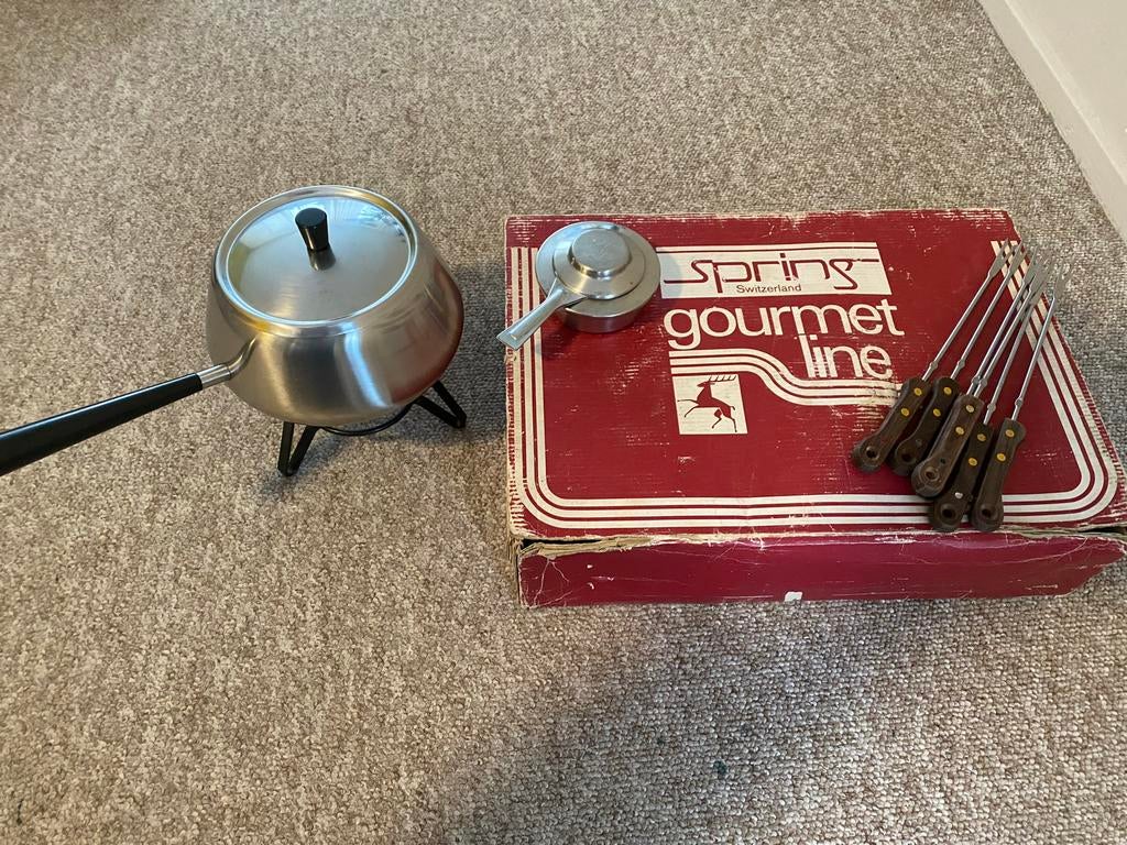 Vintage Spring Gourmet Line Fondue Set met Borden, Huis en Inrichting, Keuken | Keukenbenodigdheden, Gebruikt, Overige typen, Overige merken