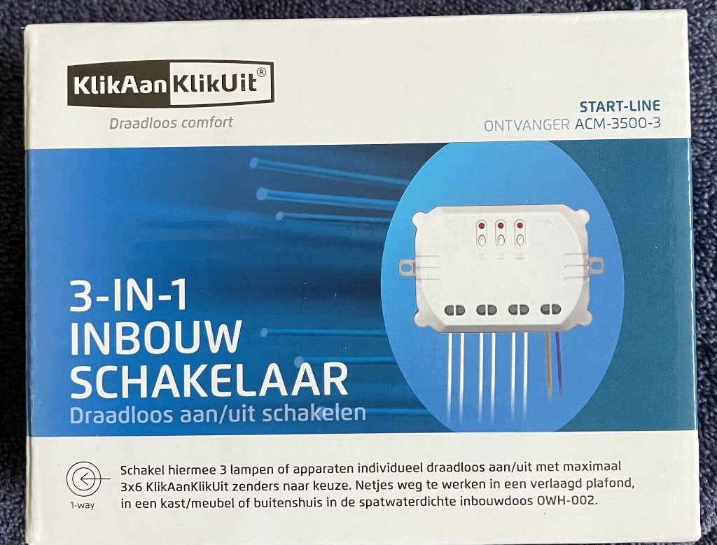 KlikAanKlikUit ACM-3500-3 inbouwschakelaar 3 lampen/apparate, Ophalen, Nieuw, Overige merken, Schakelaar