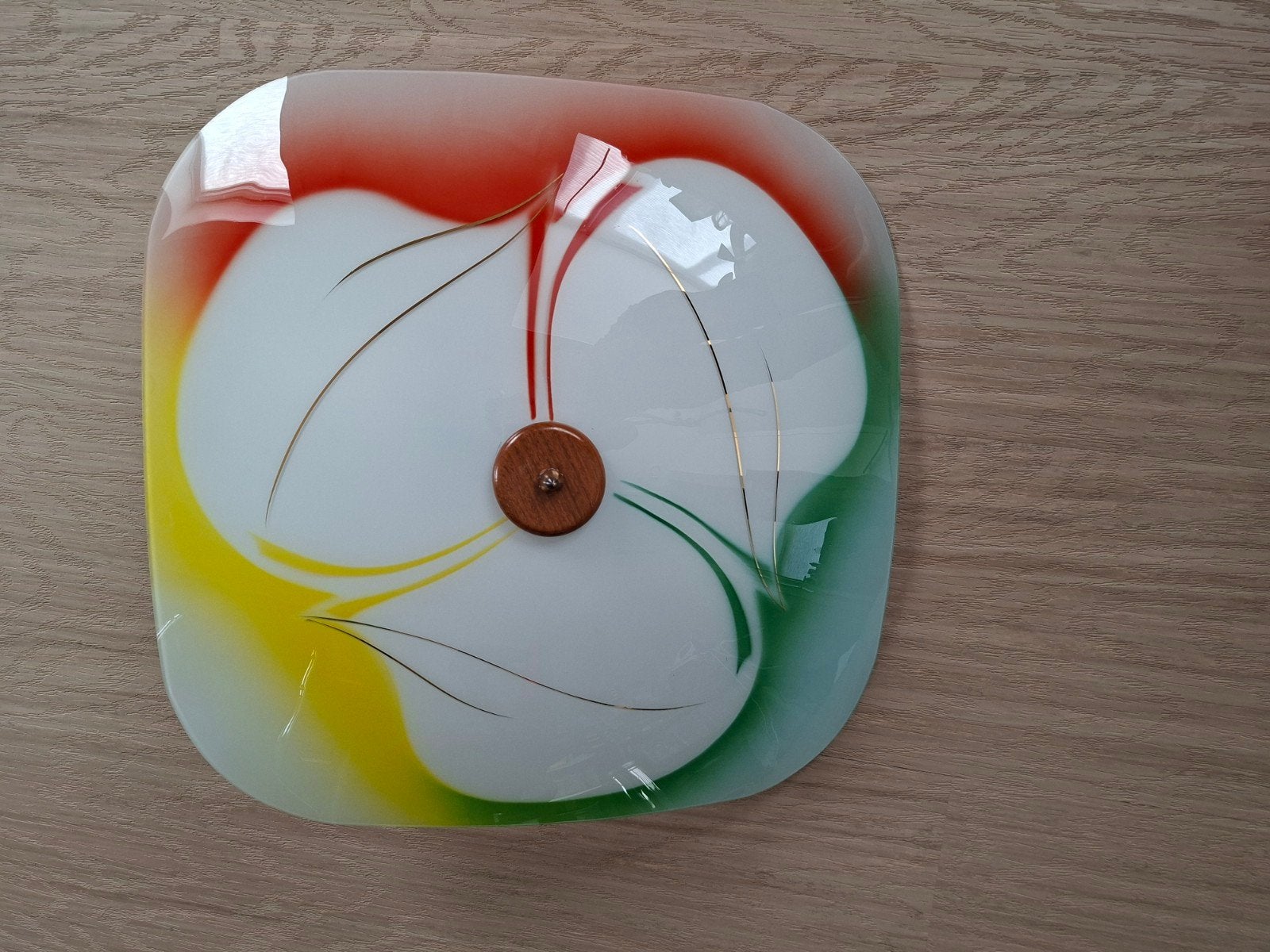 Vintage Plafonnière - Kleurrijk Glas - 50x50 cm, Ophalen, Gebruikt, Glas, Vintage, Retro, Kleurrijk