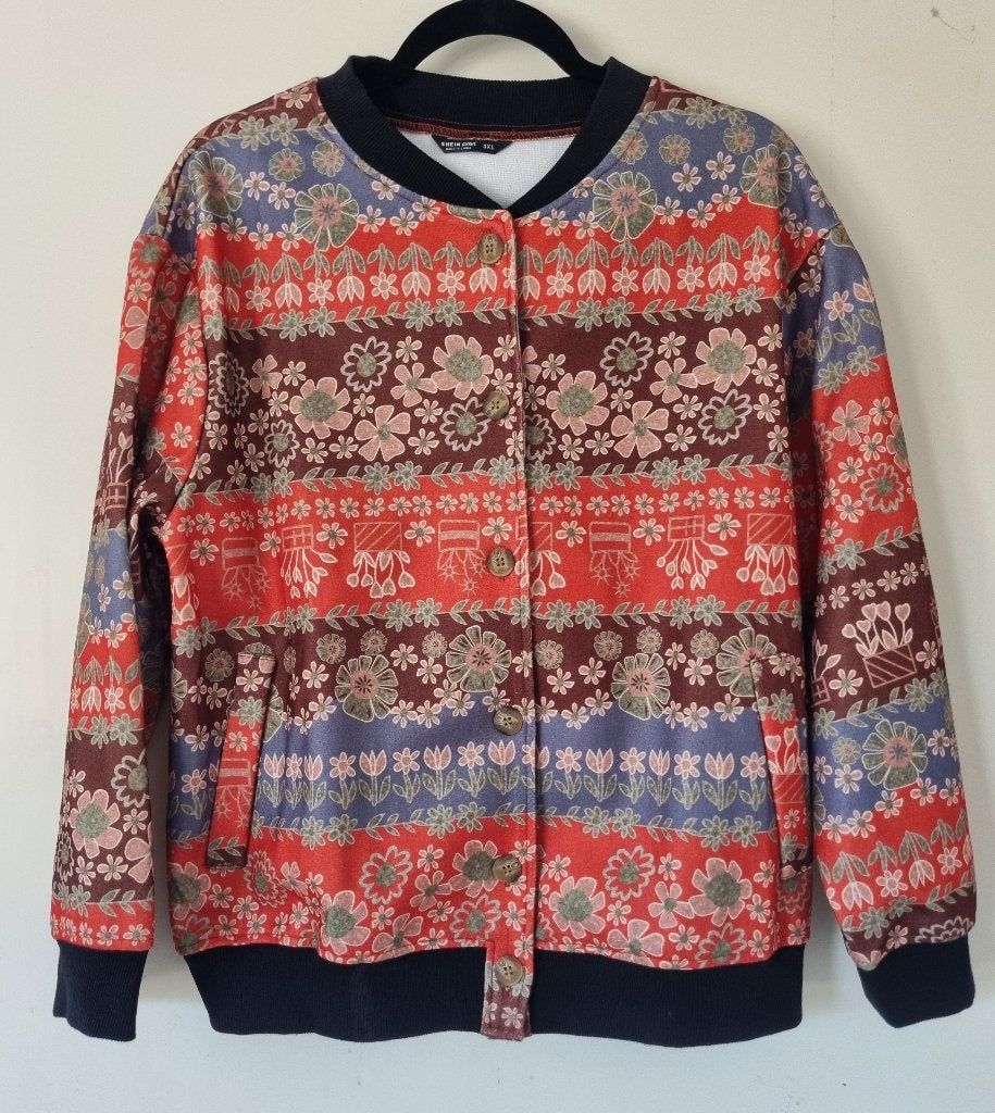 Vest bomber model met bloemenprint, Kleding | Dames, Truien en Vesten, Meerkleurig, Maat 42/44 (L), Nieuw, Ophalen of Verzenden
