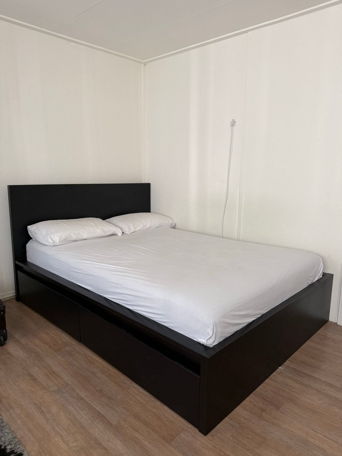 Tweepersoonsbed met opbergruimte - Zwart
