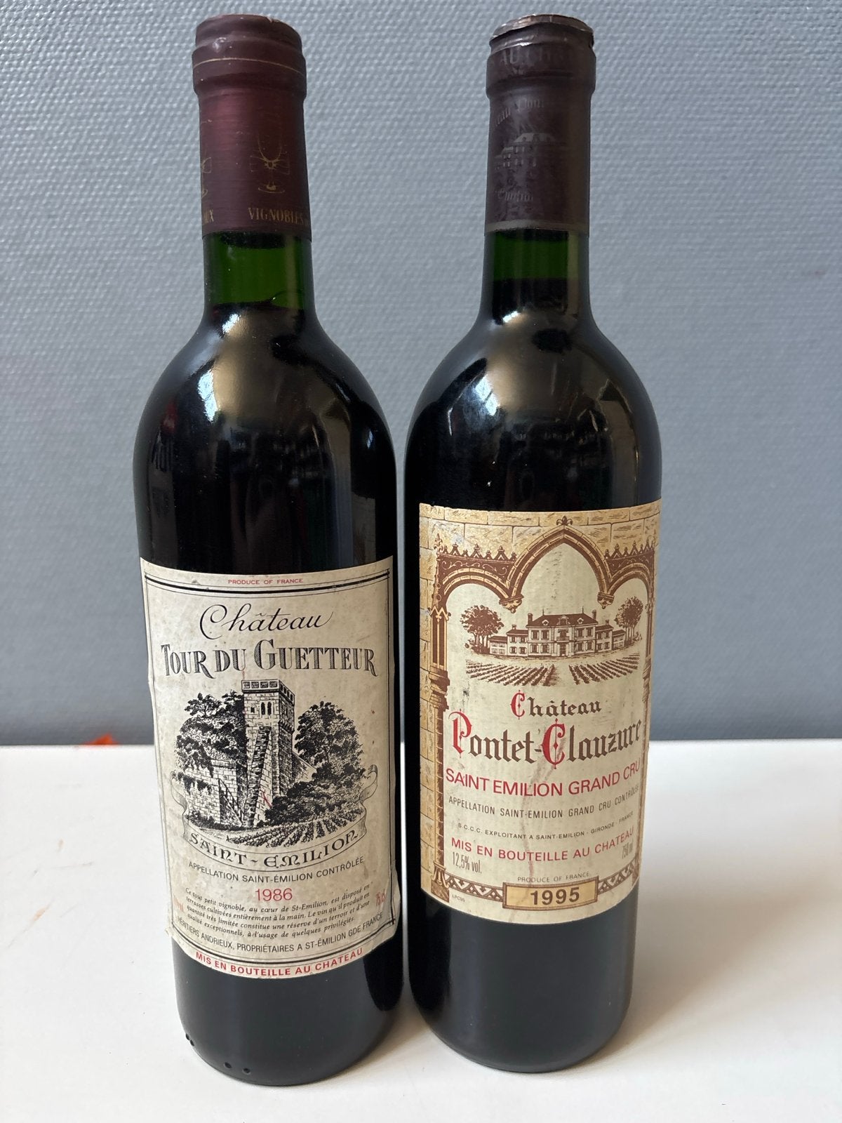 2 flessen rode wijn: Château Tour du Guetteur 1986 & Pontet-, Gebruikt, Frankrijk, Ophalen of Verzenden, Rode wijn