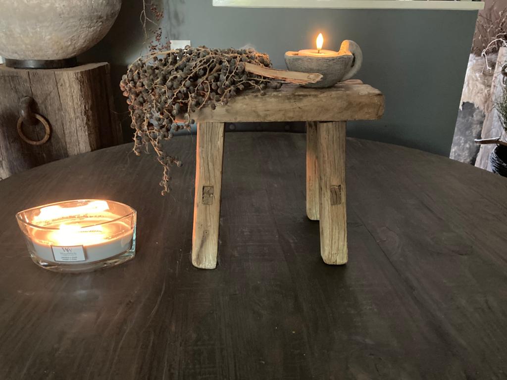 Stoer sober krukje oud hout, Ophalen of Verzenden