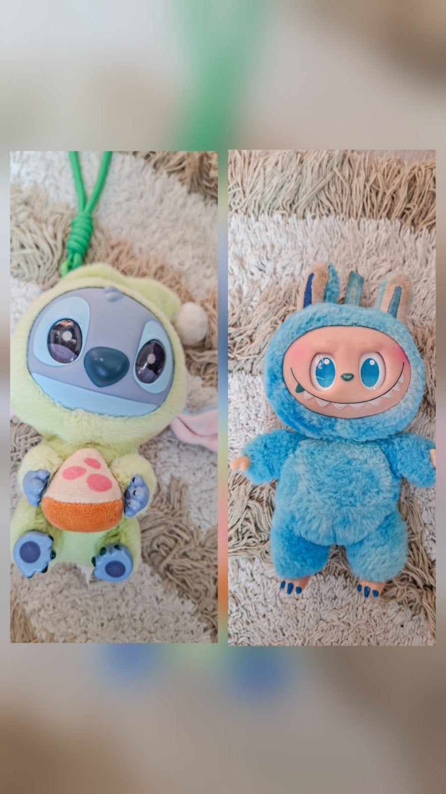 Set van Labubu en Stitch knuffels, Disney, Overige typen, Blauw, Ophalen of Verzenden