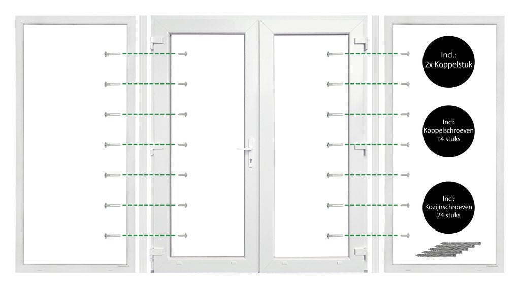 Kunststof Dubbele Deur Met Zijlichten 404,8 X 215 Cm Wit, Niet ingevuld, Kunststof, Niet ingevuld, Nieuw