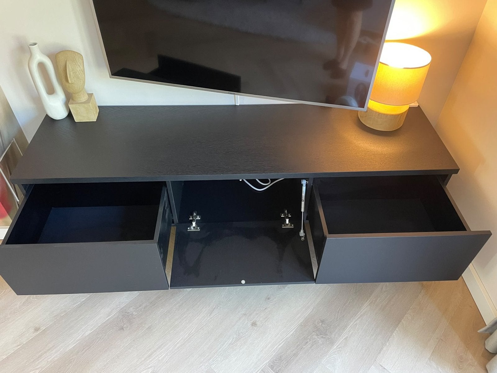 TV-meubel HO19 - 180 cm - mat zwart fineer - Zen Lifestyle, Ophalen, Zo goed als nieuw, Overige houtsoorten, 150 tot 200 cm