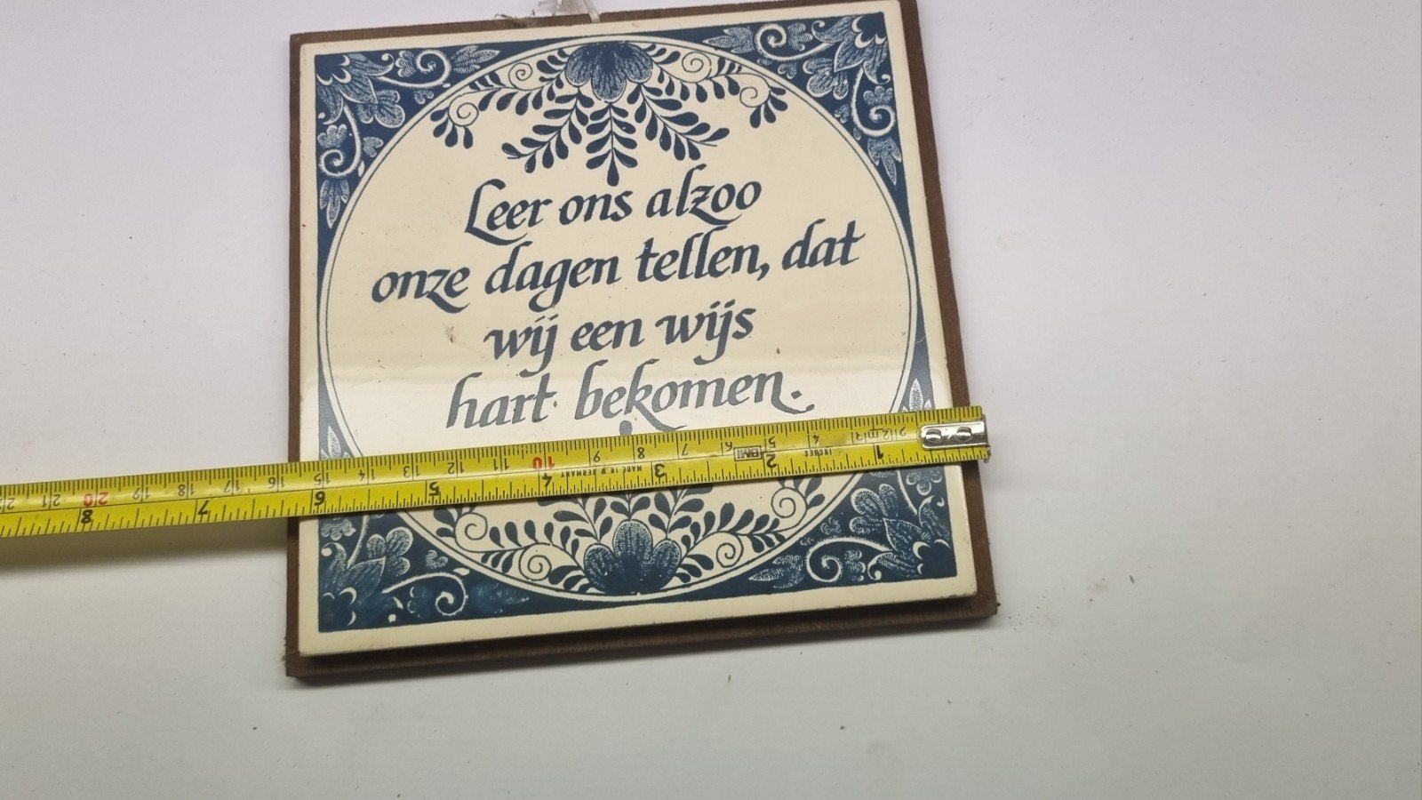 Twee Vintage Wandborden met Spreuken - Hout en Keramiek, Ophalen of Verzenden