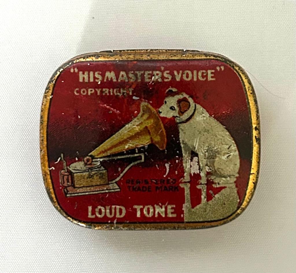 oud blikken platenspeler naaldendoosje His masters voice, Verzamelen, Ophalen of Verzenden, Gebruikt, Overige