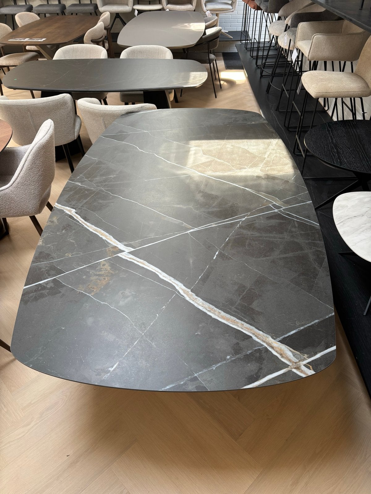 Outlet - Keramieken Zwarte Tafel - 120x220cm - Kas20 Outlet, Overige materialen, 100 tot 150 cm, Ophalen of Verzenden, Vijf personen of meer