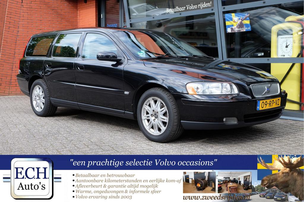 Volvo V70 2.4 140 pk Aut. Edition II, Leer dealer o.h.Trekha, Auto's, Met garantie (alle), Zwart, 2435 cc, Euro 4