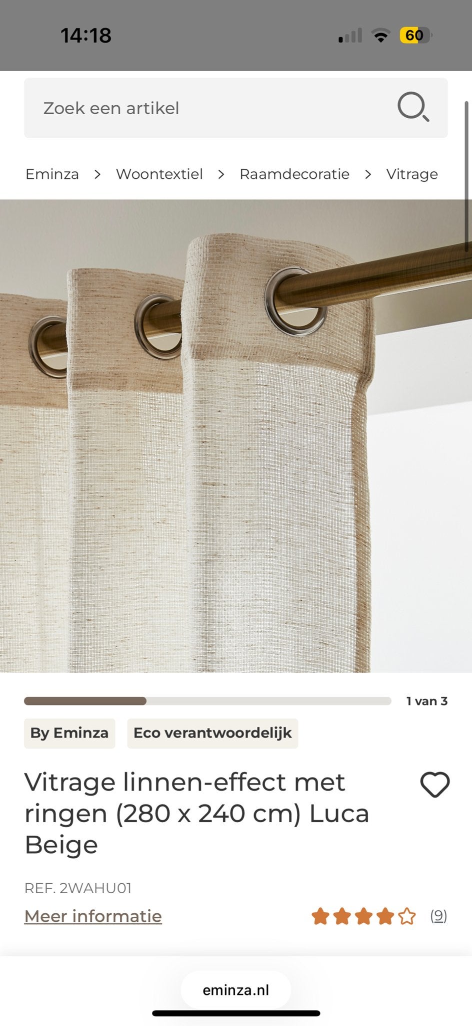 2x gordijnen nieuw (180 x 240 cm) Beige, Vitrage, Overige merken, Beige, Nieuw
