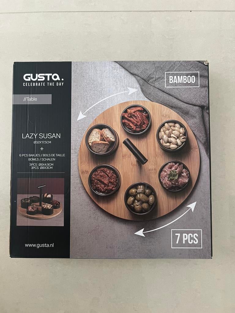 Nieuw Gusta Lazy Susan is een bamboe serveerplank, Ophalen of Verzenden, Nieuw