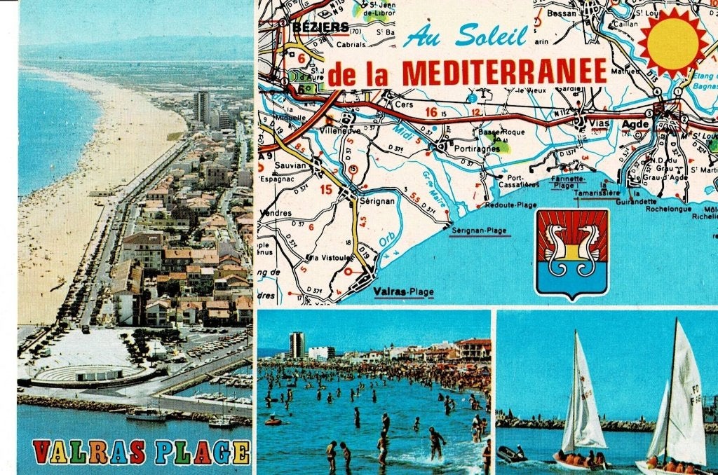 Valras Plage Ansichtkaart - Au Soleil de la Mediterranee, Ophalen of Verzenden, 1960 tot 1980, Gelopen, Frankrijk