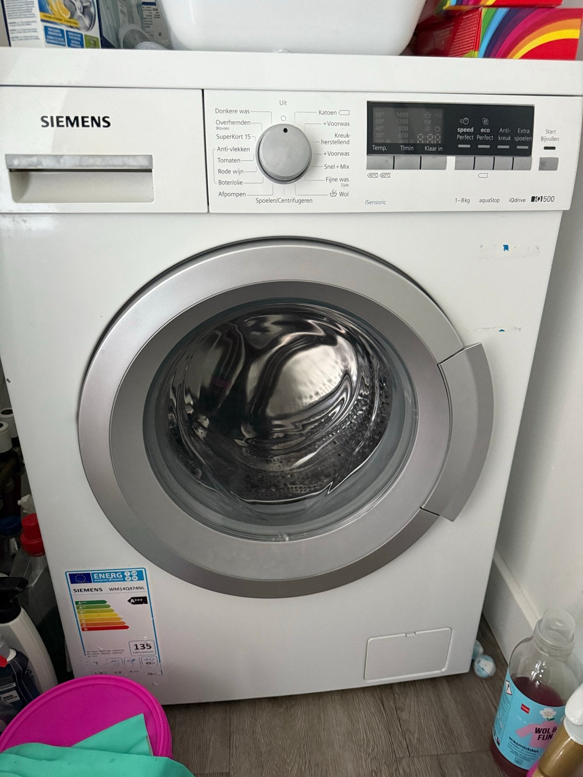 Siemens iQ500 WM14Q474NL Wasmachine - 8kg, A+++, 8 tot 10 kg, Ophalen, Gebruikt, 85 tot 90 cm