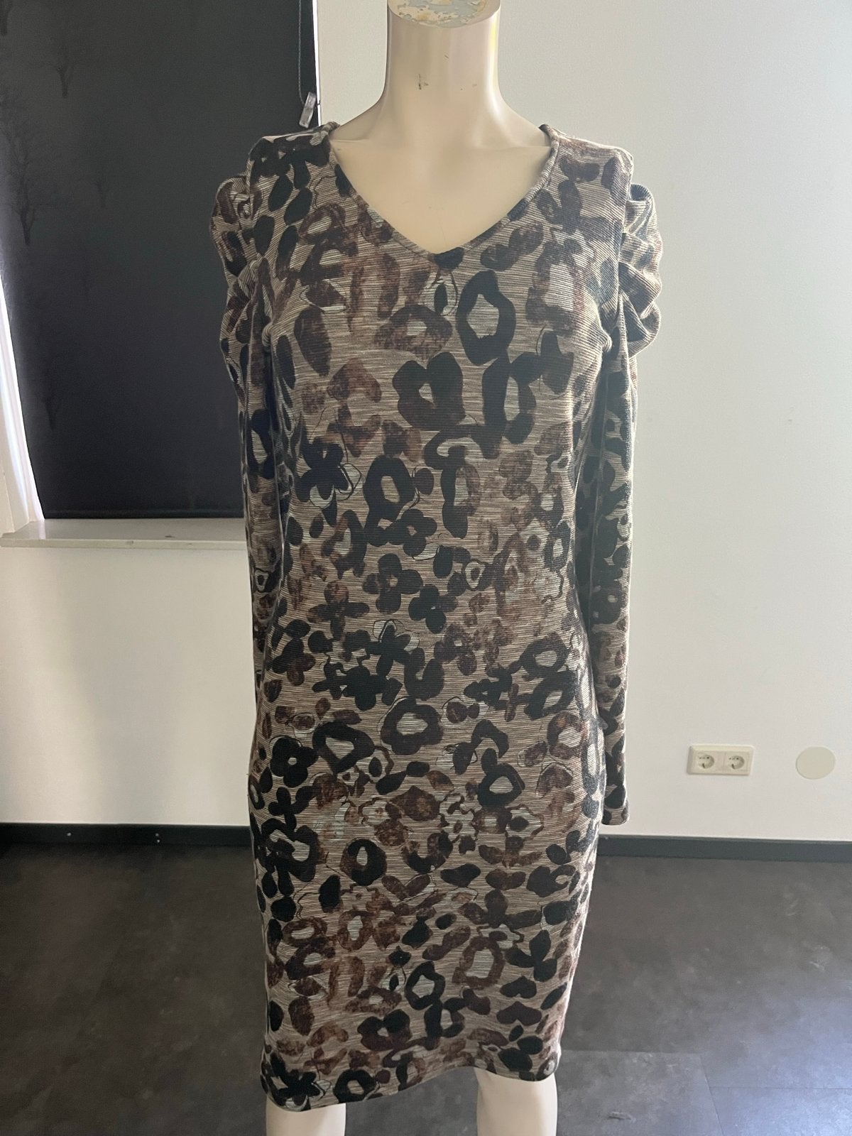 Caroline Biss jurk met dierenprint, maat 36, Kleding | Dames, Bruin, Ophalen of Verzenden, Zo goed als nieuw, Maat 36 (S)