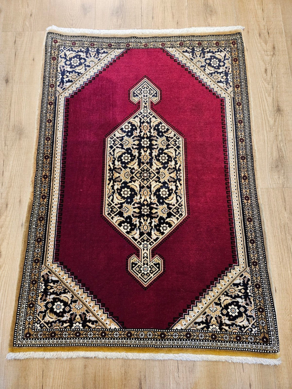 Vintage handgeknoopt perzisch tapijt ghom 118x83, Huis en Inrichting, Stoffering | Tapijten en Kleden, Info@SlatsAntiek.nl, Tweedehands