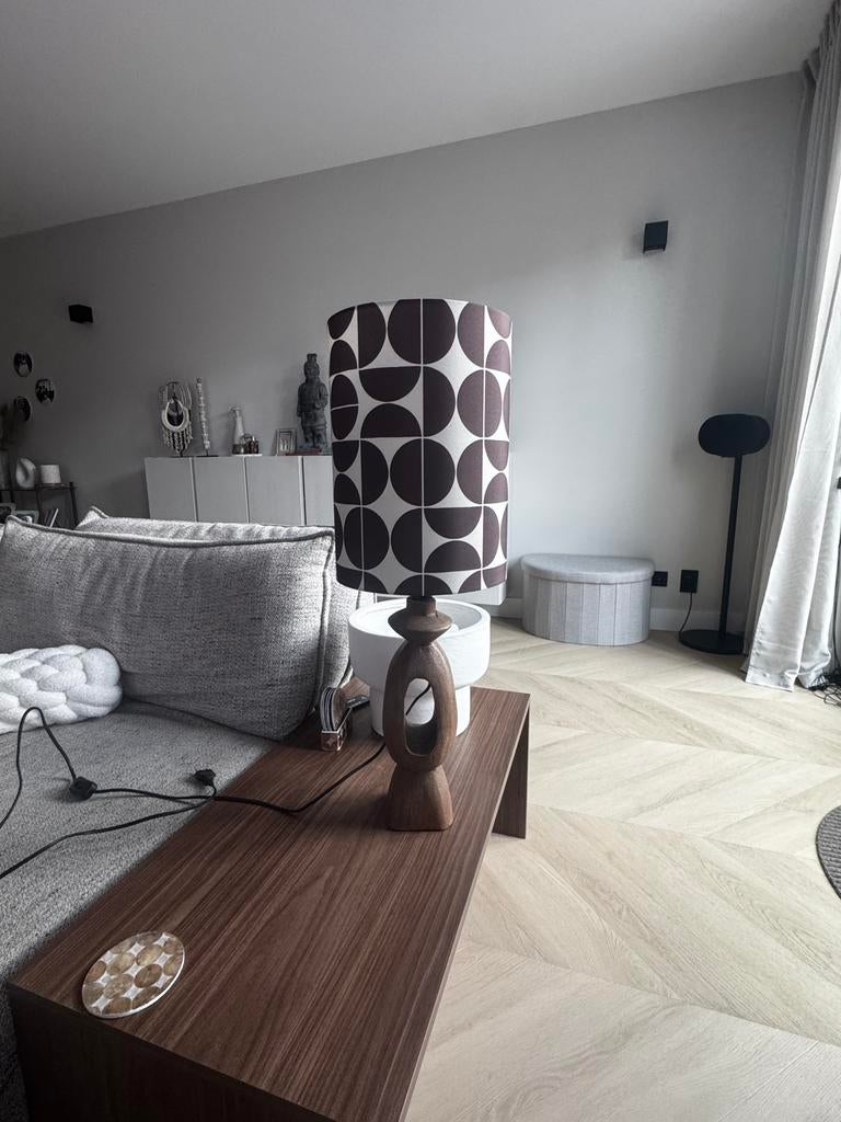 Japandi tafel lamp + extra kap beige/creme linnen, Ophalen, Minder dan 50 cm