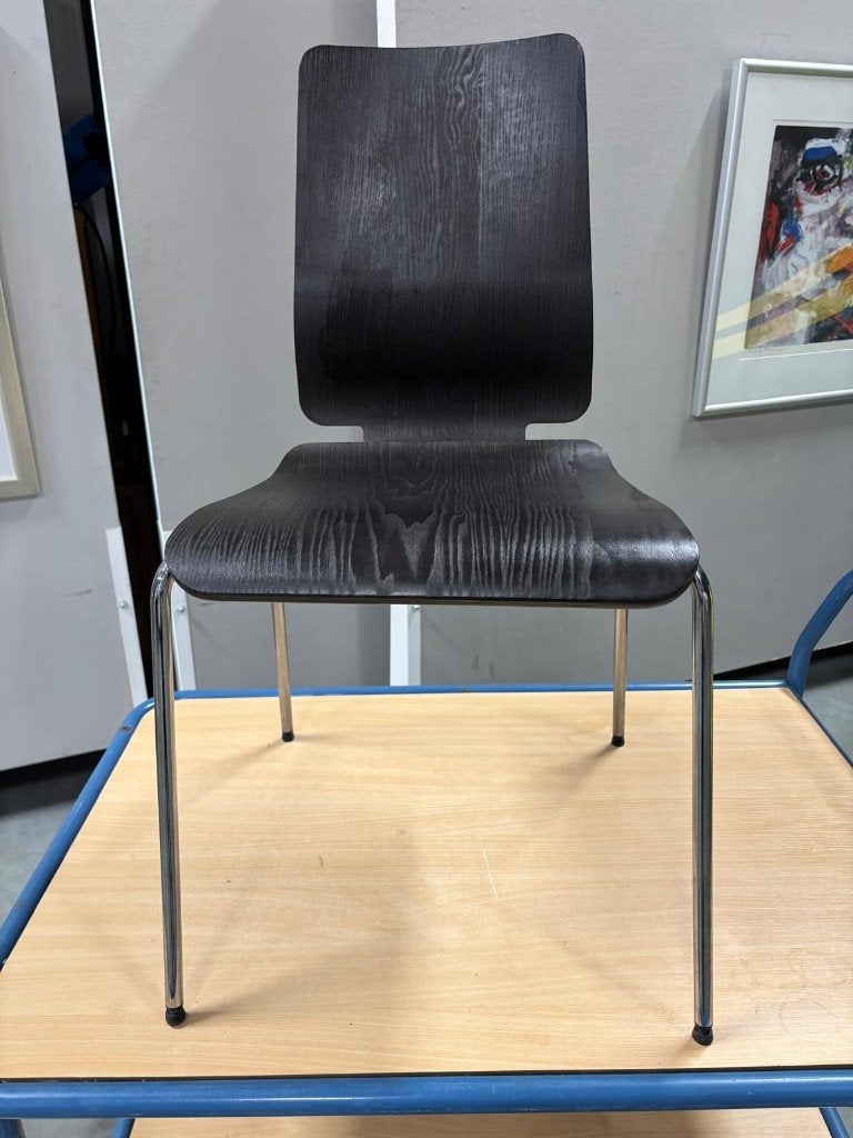 14 x vergader-/ kantinestoel chroom/bruin, Huis en Inrichting, Ophalen, Bruin, Zo goed als nieuw, Vijf, Zes of meer stoelen