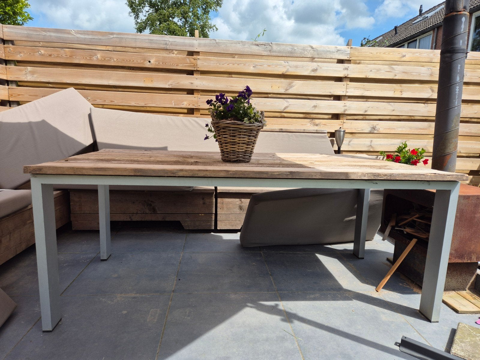 alluminiumtafel met steigerhout, Tuin en Terras, Overkappingen, Overige typen, Ophalen of Verzenden