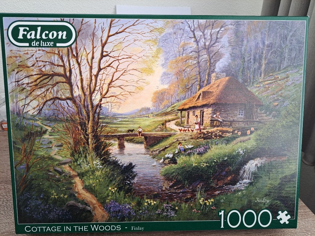 Legpuzzel 1000 stukjes Falcon huisje in het bos., Ophalen of Verzenden, 500 t/m 1500 stukjes, Zo goed als nieuw, Legpuzzel