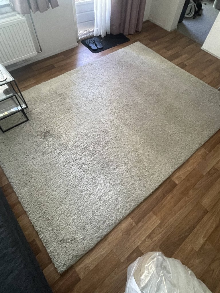 Wollen vloerkleed laagpolig offwhite 170x240, Huis en Inrichting, Ophalen, Gebruikt, 150 tot 200 cm, 200 cm of meer
