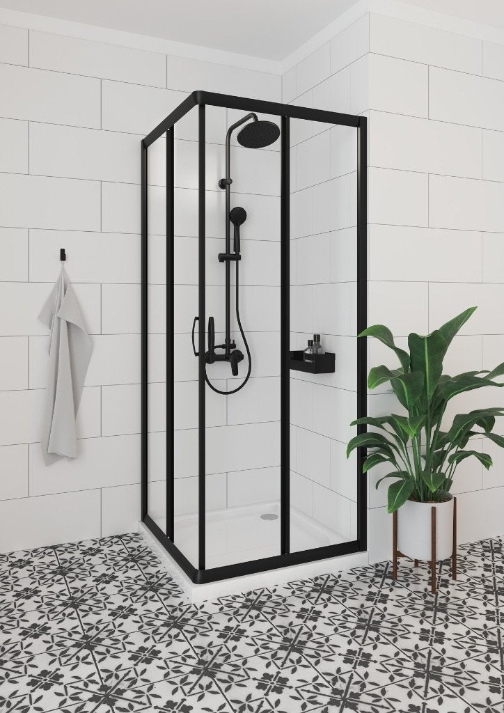 Douchecabine zwart 90x90x185 cm - Antikalk Nano Coating, Ophalen of Verzenden, Nieuw