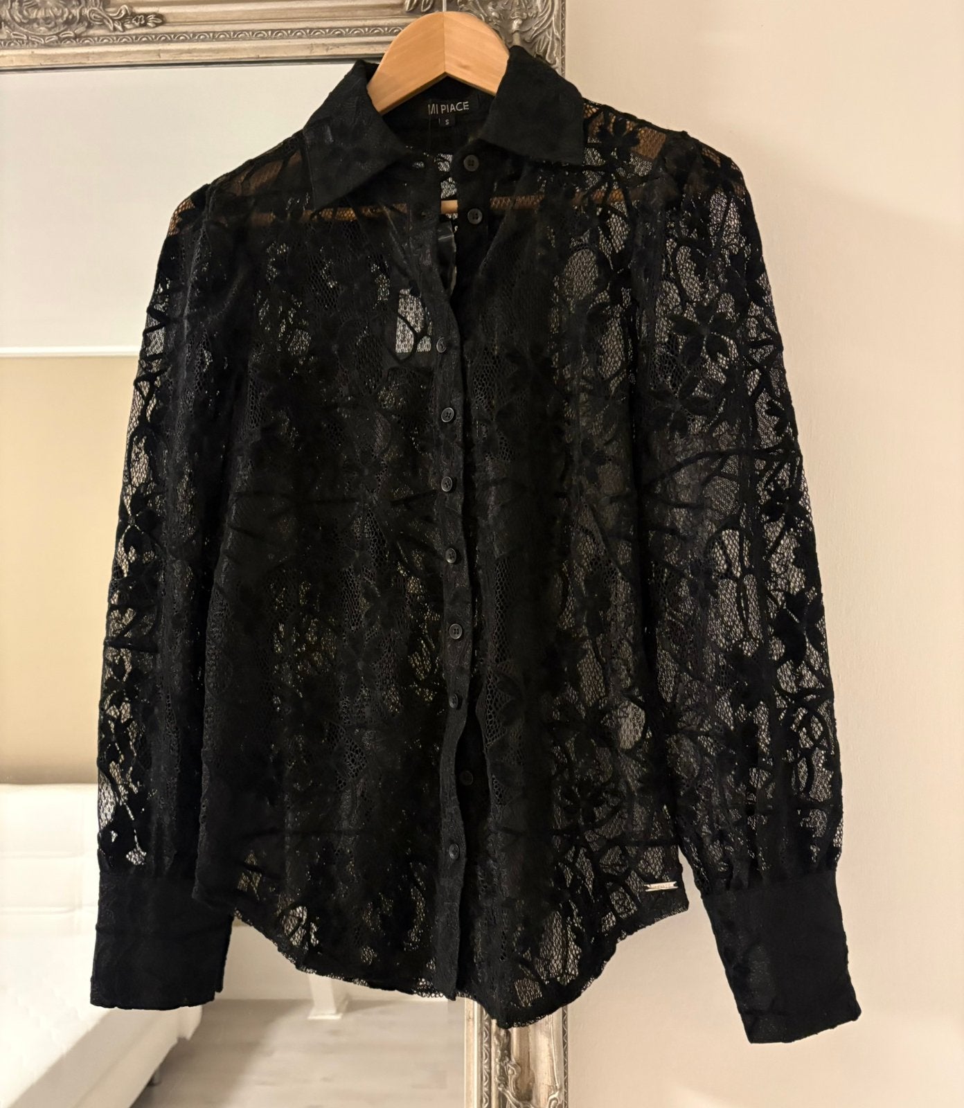 Mi Piace kanten blouse maat S, Kleding | Dames, Blouses en Tunieken, Ophalen of Verzenden, Nieuw, Maat 36 (S), Zwart